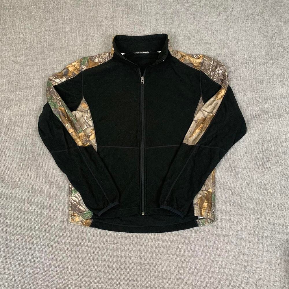 Y2K Port Authority black camo zip up outdoor jacket XS